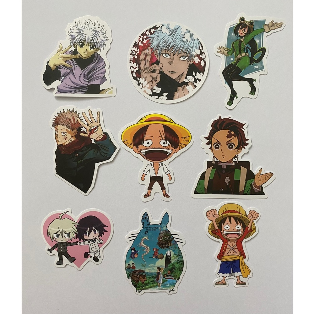 45 Vinyl Waterproof and Sun-Proof Anime Stickers for Laptop, Water Bottles, Etc.